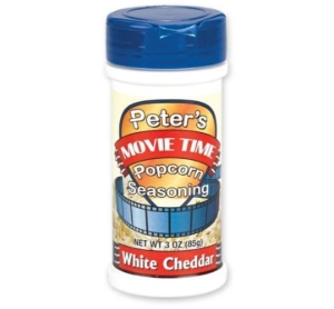 White cheddar popcorn seasoning shaker bottle