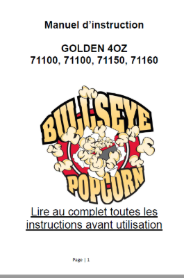 Image sur Manuel d'instruction pour machine à maïs soufflé 4oz
