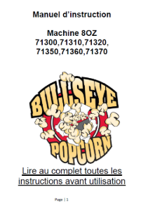 Picture of Instruction Manual 8oz Instruction Manual for Popcorn machine 8oz