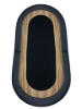 Black oval poker table top, top-down view