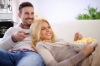 Couple enjoying Bullseye popcorn