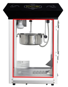 Side glass highlighted on 8oz Oscar popcorn machine