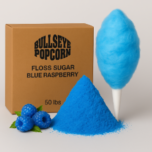 Image de Sucre à barbe à papa – Saveur de framboise bleue – Sac de 50 lbs